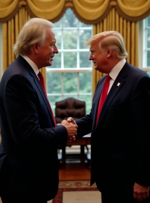 Volodymyr Zelensky and Donald Trump shaking hands in the Oval Office.