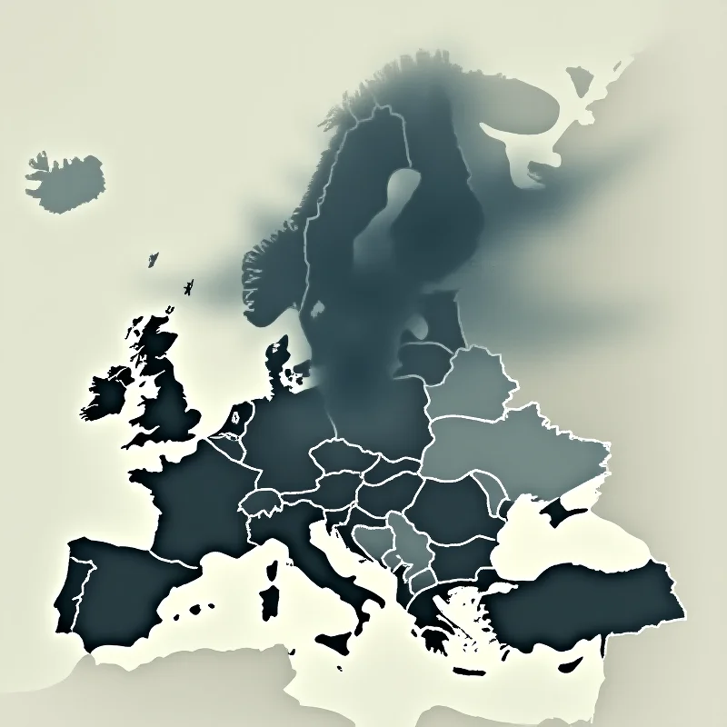 A map of Europe with a dark cloud shaped like Donald Trump looming over Ukraine.