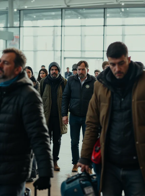 A group of Ukrainian refugees arriving in the United States