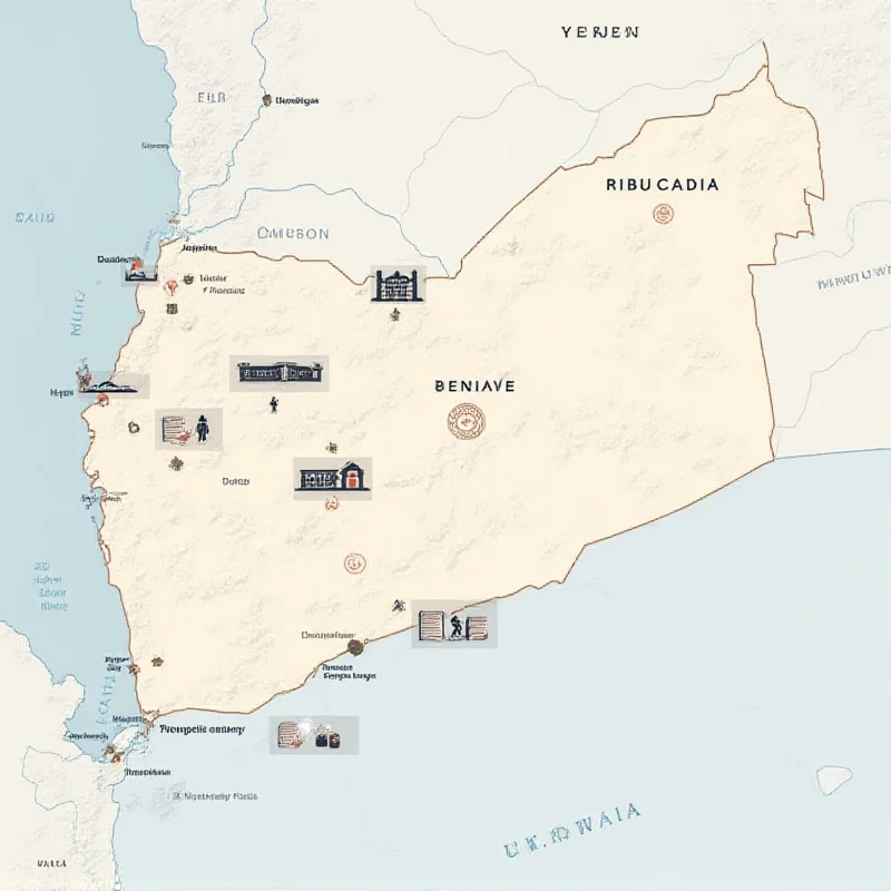 A map of Yemen, highlighting the humanitarian crisis and the challenges of delivering aid.