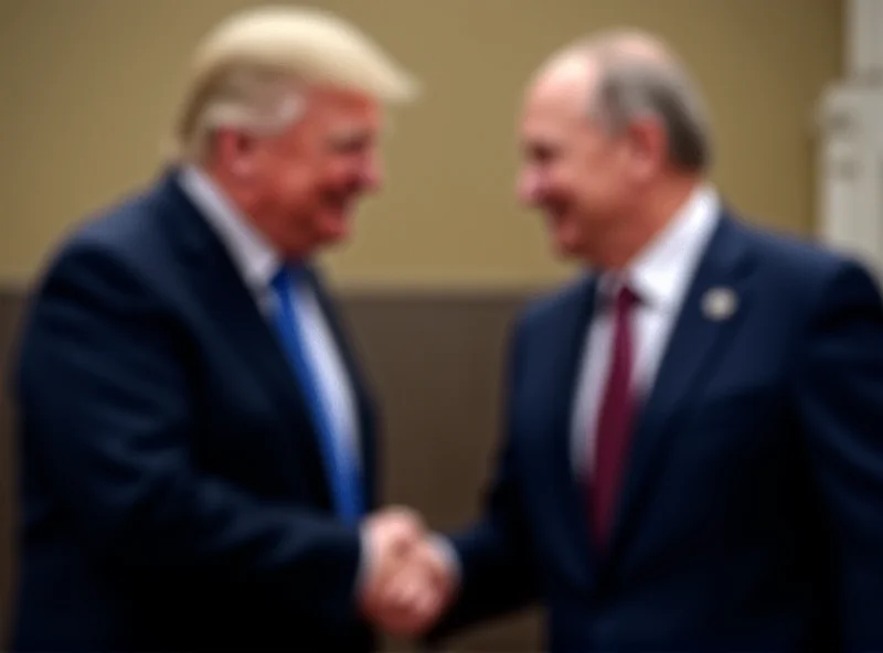 Donald Trump and Vladimir Putin shaking hands.