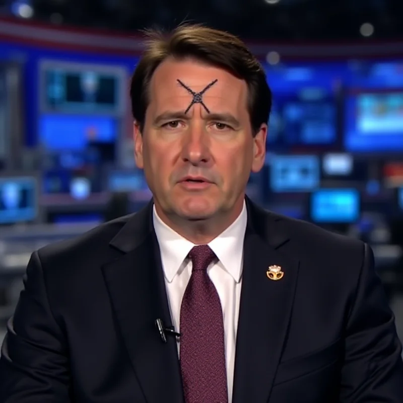 Marco Rubio giving an interview with a cross on his forehead