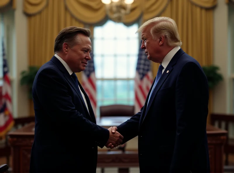 Image of Donald Trump and Elon Musk shaking hands.