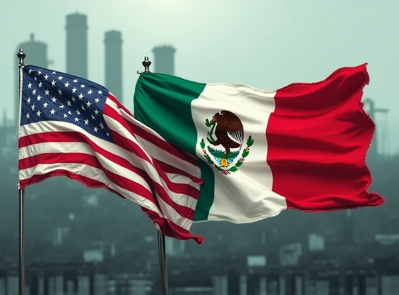 Mexican and US flags intertwined, symbolizing trade negotiations