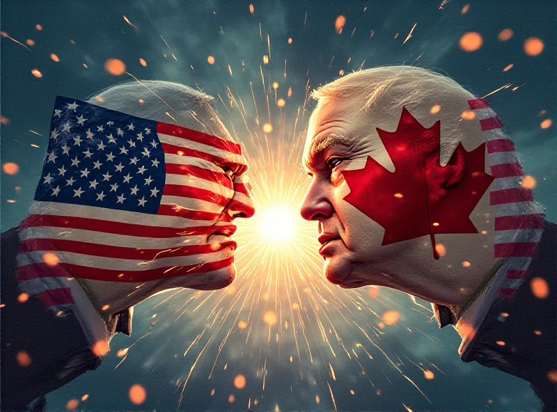 Illustration of trade war, with flags of the US and Canada facing off.