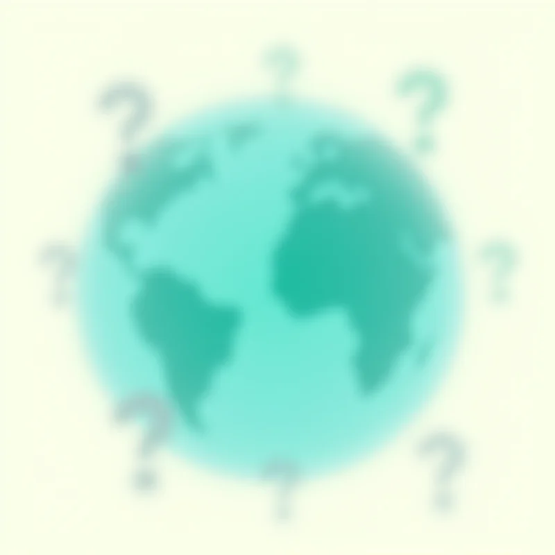 A globe with question marks around it, symbolizing uncertainty in global politics.