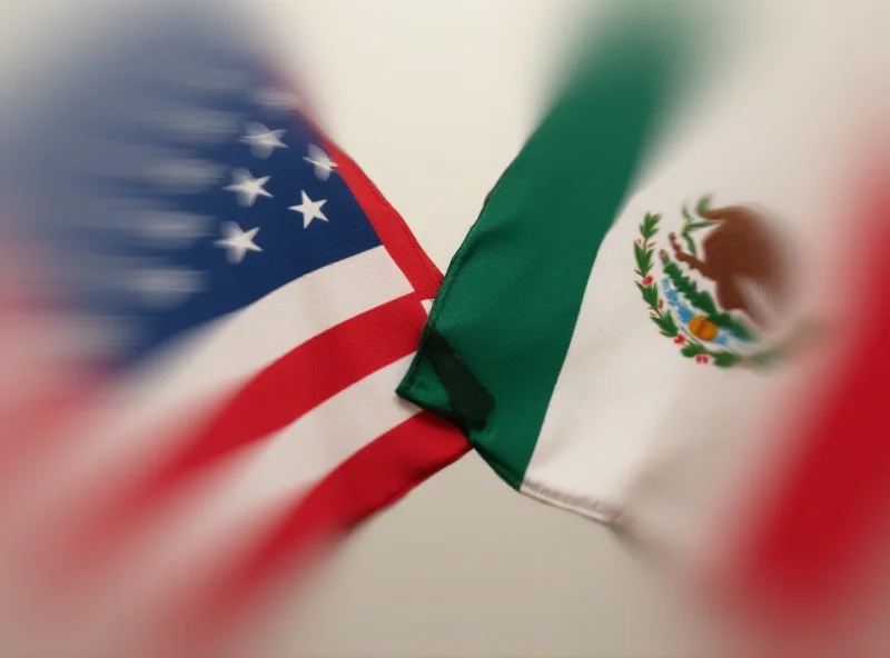 Conceptual image of the US and Mexican flags intertwined, symbolizing trade relations.