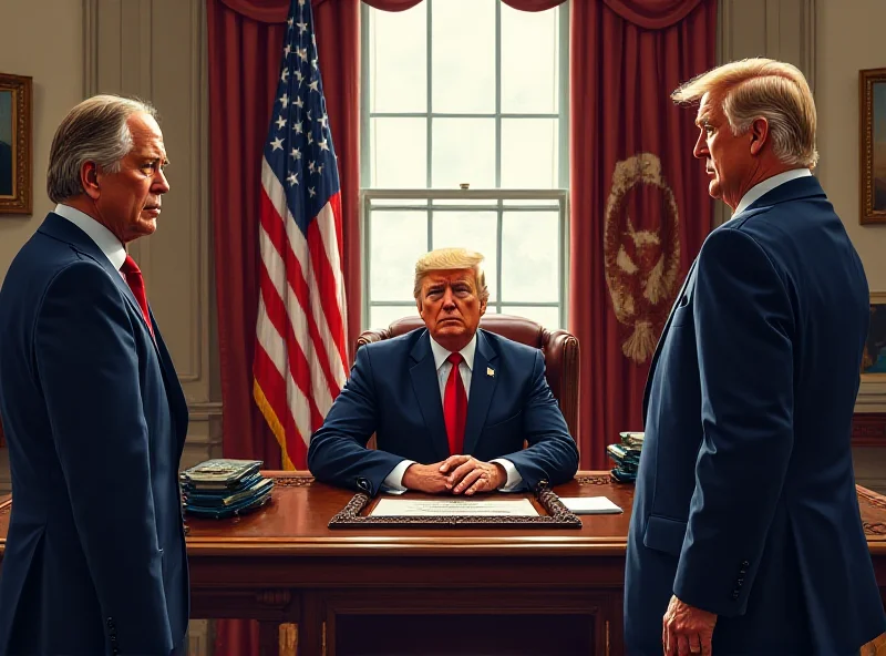 Illustration of a tense meeting in the Oval Office