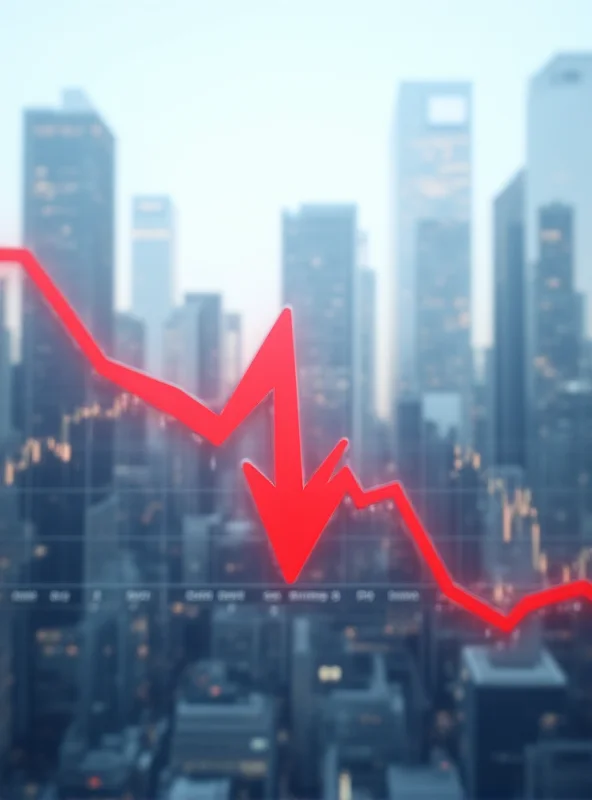 A graph showing stock market decline with a red arrow pointing downwards.