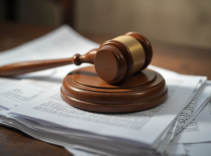 A gavel resting on a stack of legal documents.