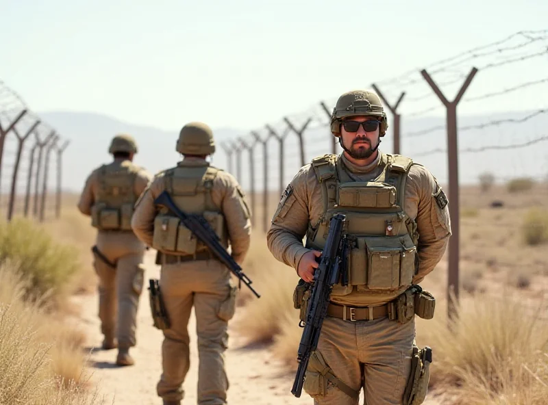 Mexican soldiers patrolling the border with the United States