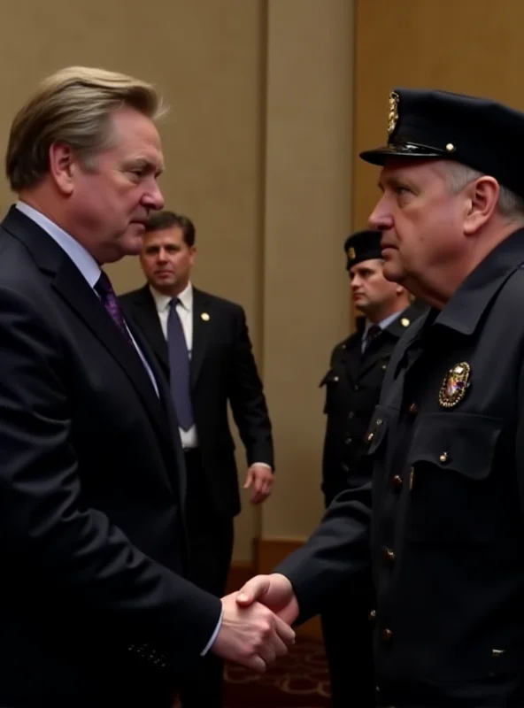 Volodymyr Zelensky shaking hands with an American official.