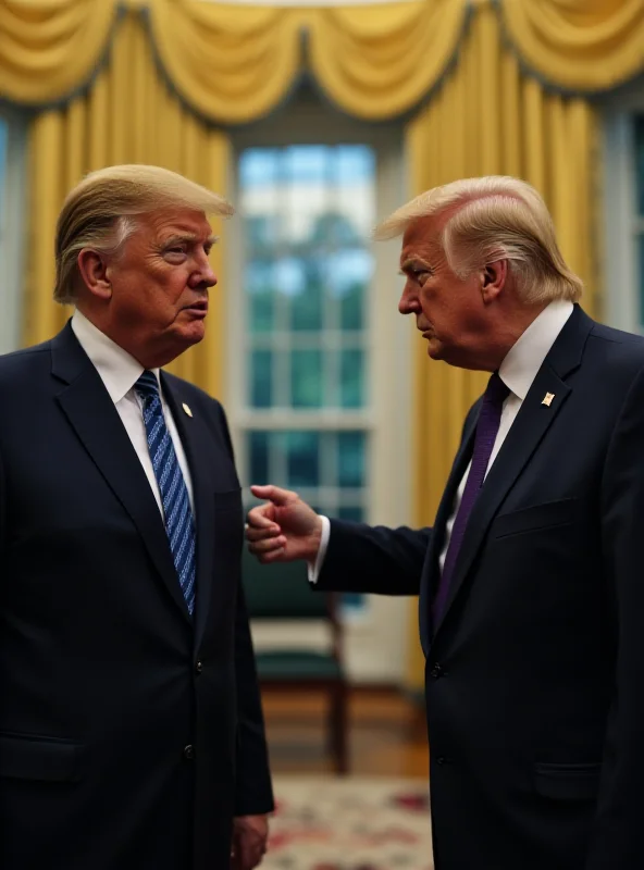 Donald Trump and Volodymyr Zelenskyy meeting at the White House with strained expressions.