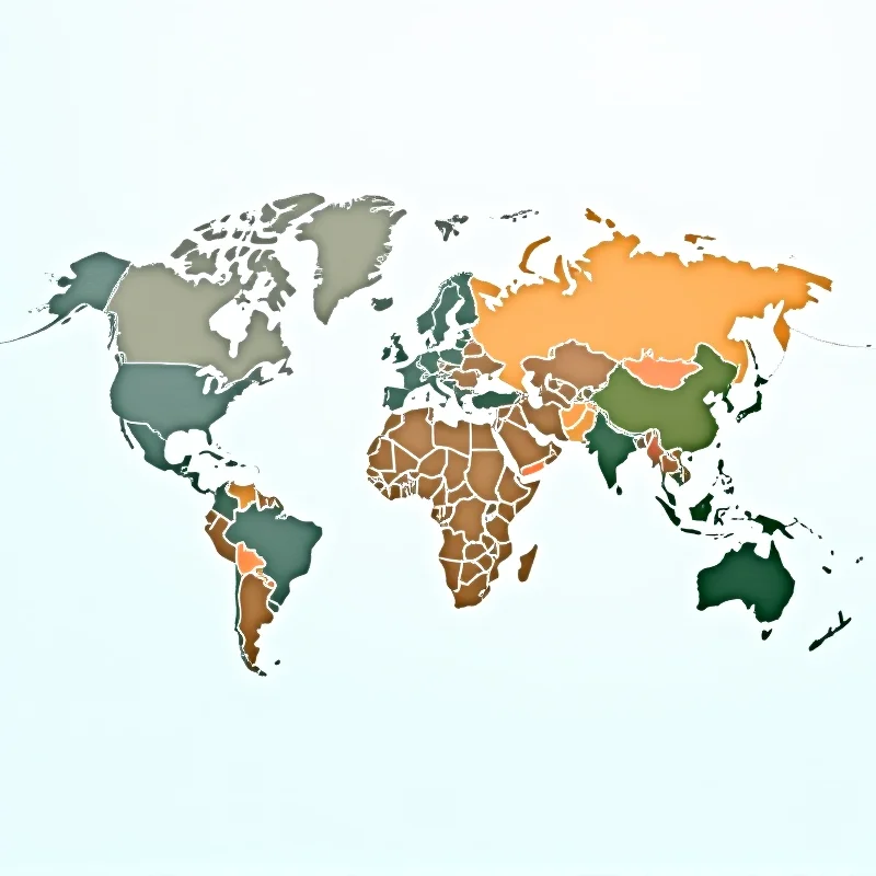 A stylized world map, highlighting trade routes and tariff barriers.