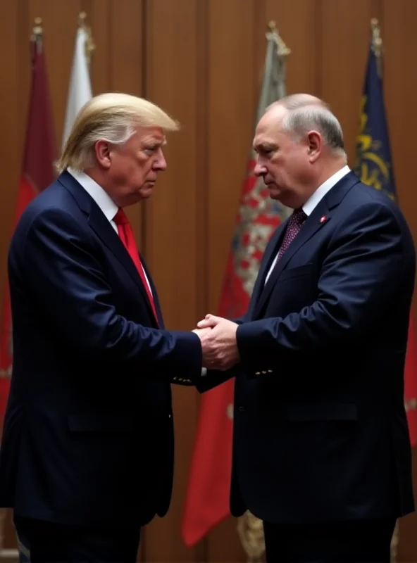 Donald Trump and Vladimir Putin shaking hands at a summit.