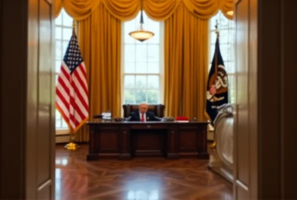 Image of the Oval Office with flags