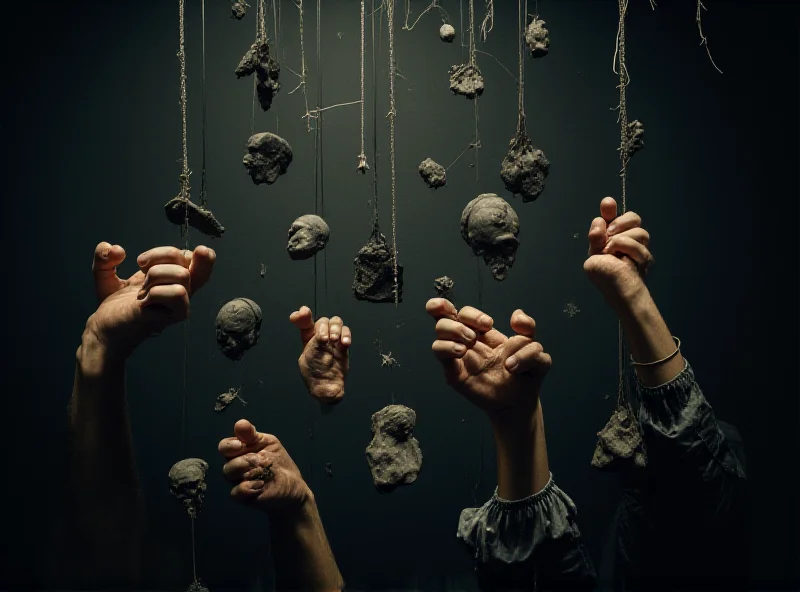 Conceptual image of strings being pulled by unseen hands, representing behind-the-scenes influence