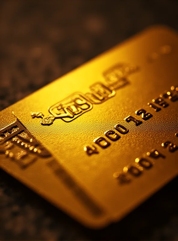 A golden visa card with the American flag in the background.