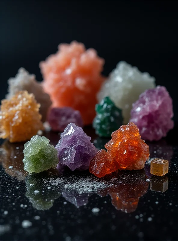 Close-up shot of various rare earth minerals, showcasing their colors and textures, with a focus on their importance in modern technology.