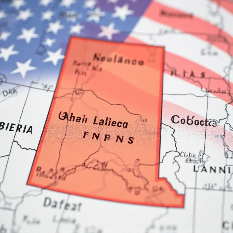 A map showing Alberta highlighted, next to the United States flag.