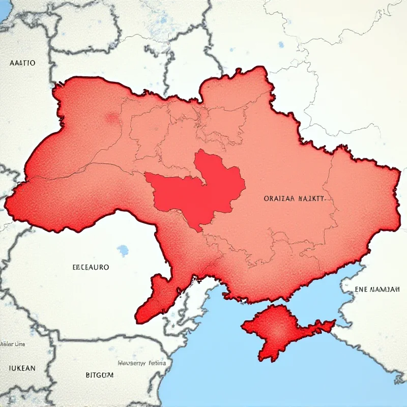 A map of Ukraine highlighting the conflict zones.