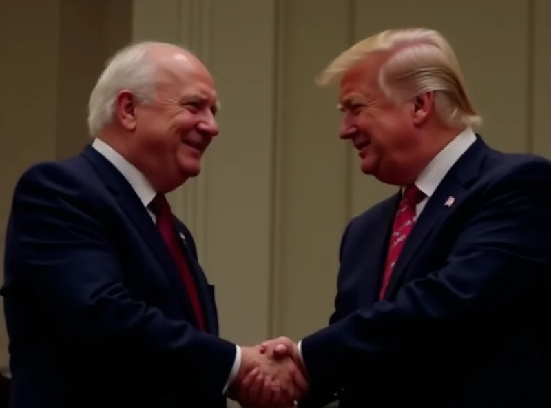 Donald Trump and Volodymyr Zelensky shaking hands