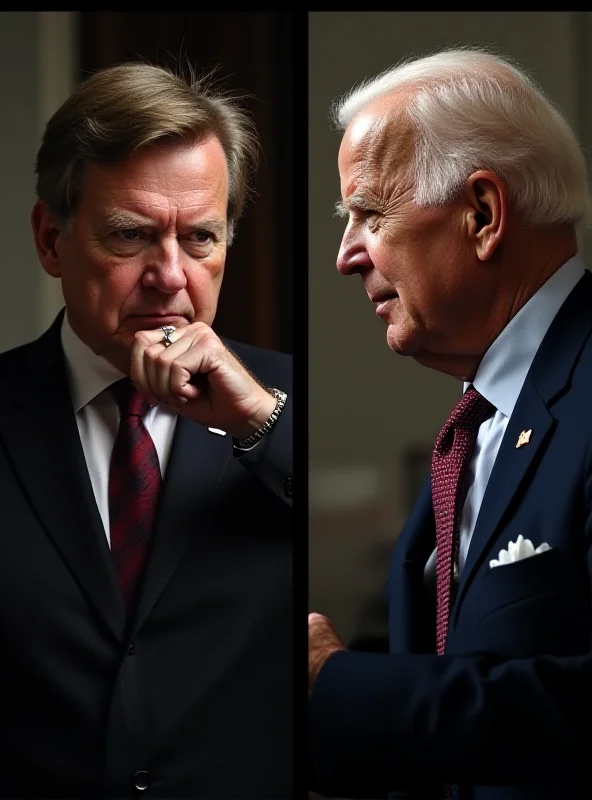 A split image. On the left, a photo of Keir Starmer looking thoughtful. On the right, a portrait of Joe Biden looking serious and contemplative.