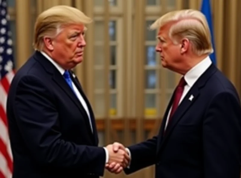 Donald Trump and Volodymyr Zelensky shaking hands