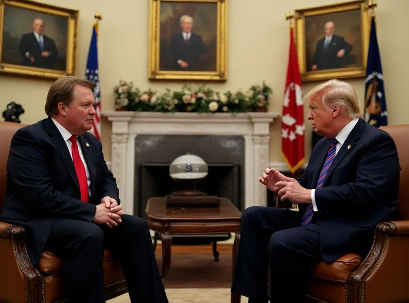 President Trump and President Zelensky meeting in the Oval Office, both looking serious. The Oval Office is visible in the background.