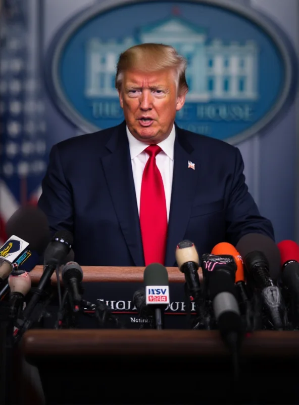 President Trump speaking at a podium in the White House