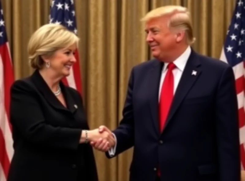 Linda McMahon shaking hands with Donald Trump