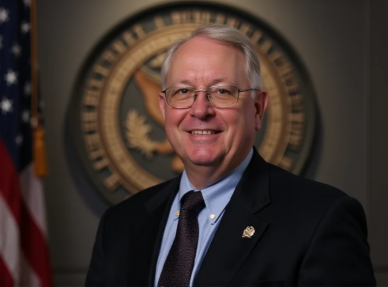 Doug Collins standing in front of the Department of Veterans Affairs seal, smiling confidently.