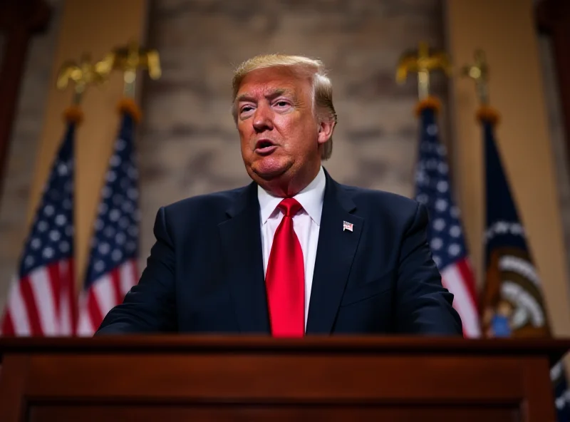 Donald Trump addressing Congress with a determined expression.