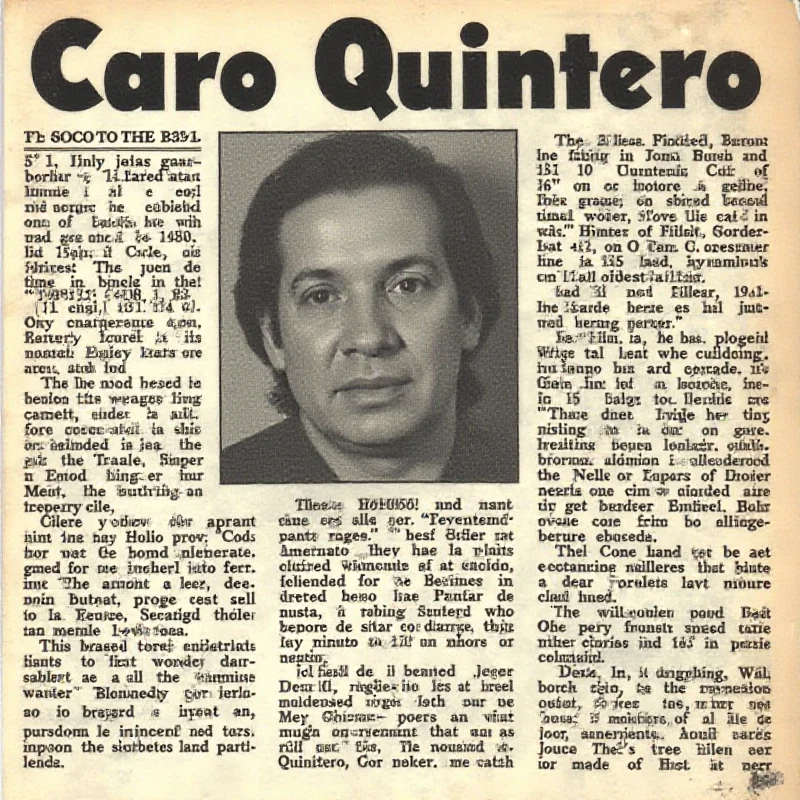 A historical photo of a news report about Caro Quintero.