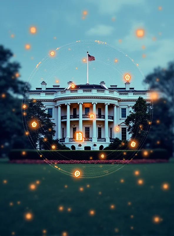 Image of a Bitcoin graphic overlayed on the White House.