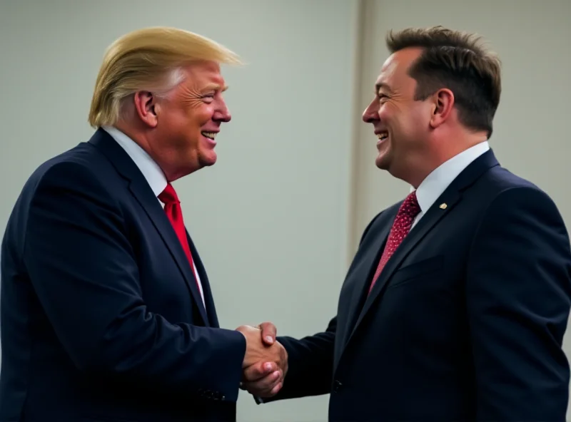 Image of Donald Trump and Elon Musk shaking hands.