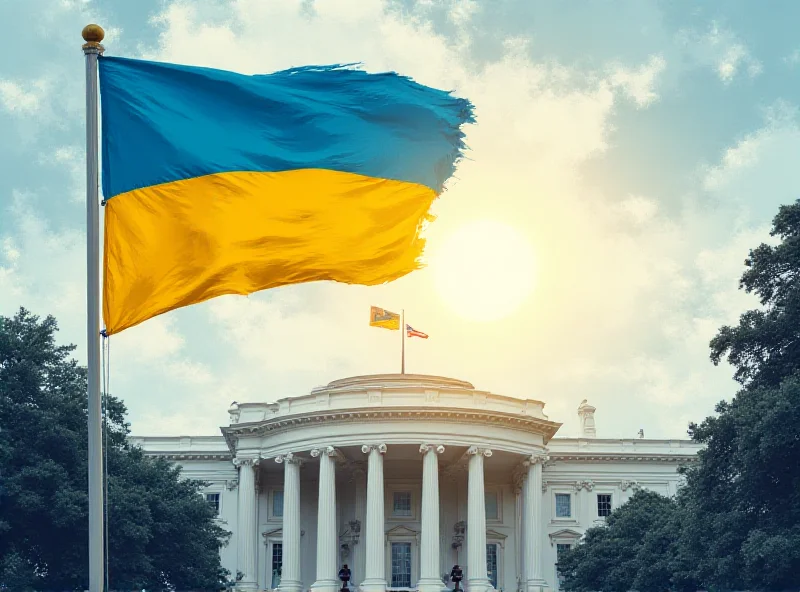 Illustration of Ukrainian flag waving in front of the White House.