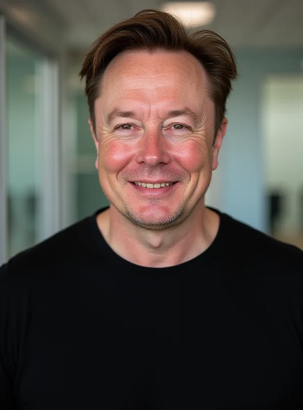 Elon Musk smiling and looking directly at the camera.