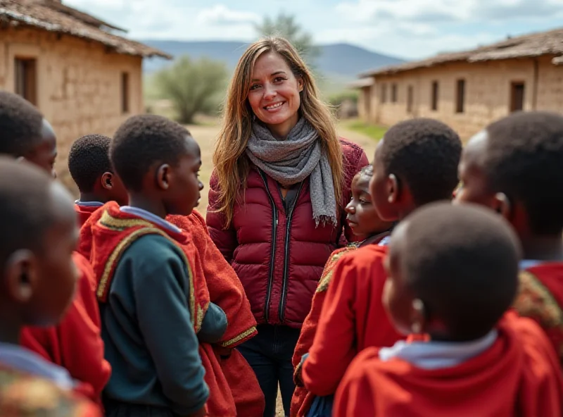 Sasha teaching children in Lesotho