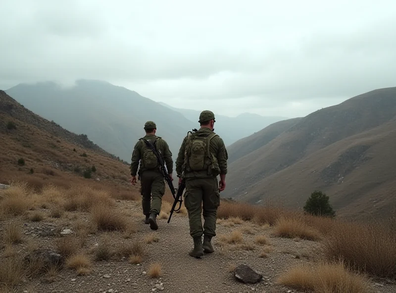 Soldiers patrolling a mountainous region in Turkey.