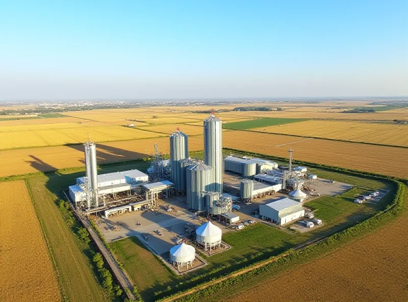 Aerial view of an agro-processing plant in Kazakhstan