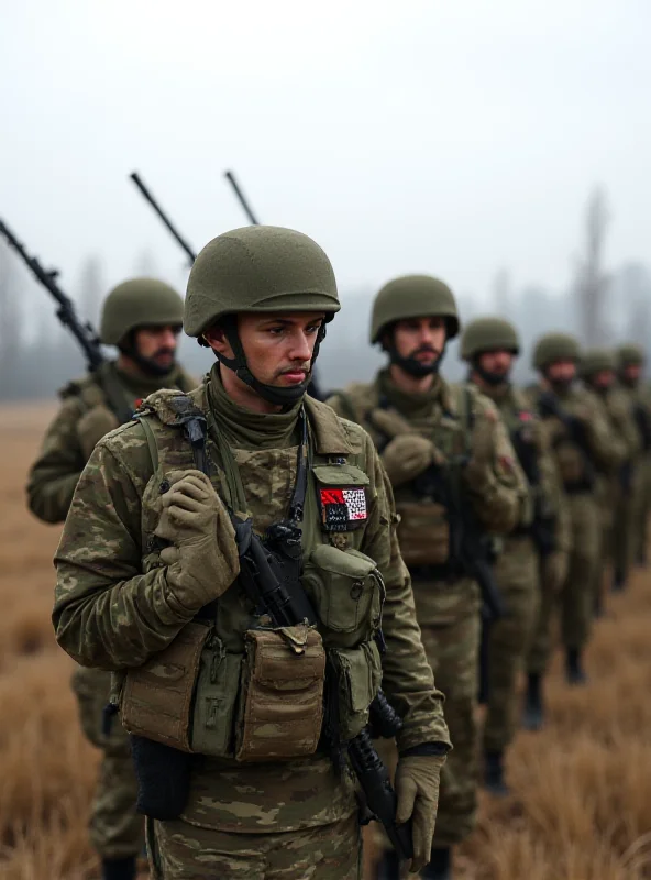 Turkish soldiers in military uniforms standing in formation.