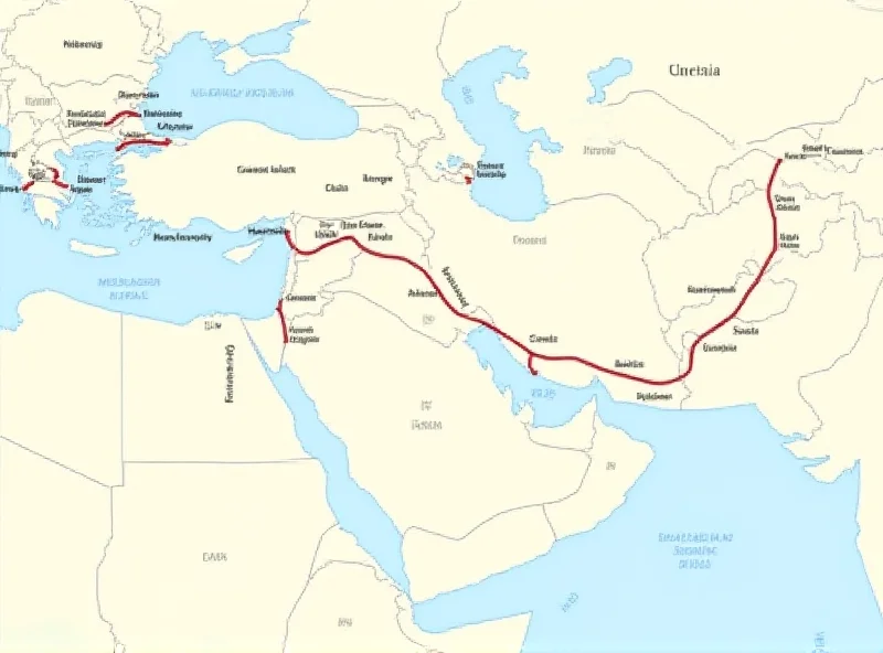 Map of the Middle Corridor trade route, highlighting Türkiye's strategic location and key transit points.