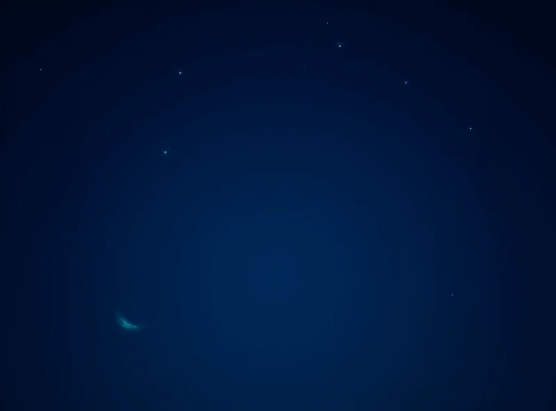 A serene image of a crescent moon in a dark blue night sky, symbolizing the anticipation of Ramadan.