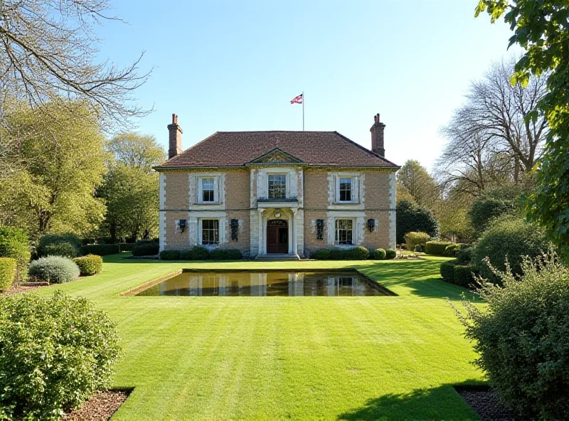 Exterior of a Grade II-listed Old Rectory with a large garden and pond