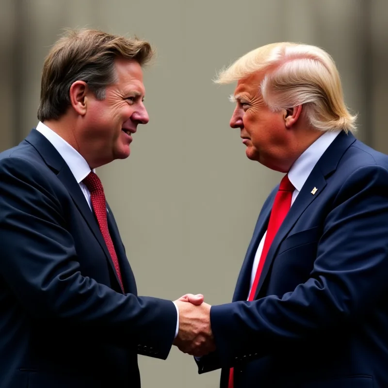 A split image with Keir Starmer on one side shaking hands with Donald Trump on the other side.