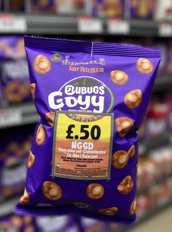 A close-up shot of a bag of Cadbury Mini Eggs with an exaggerated price tag of £1.50 attached.