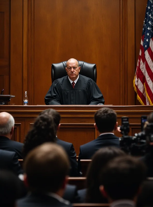 Courtroom scene with a judge presiding over a case