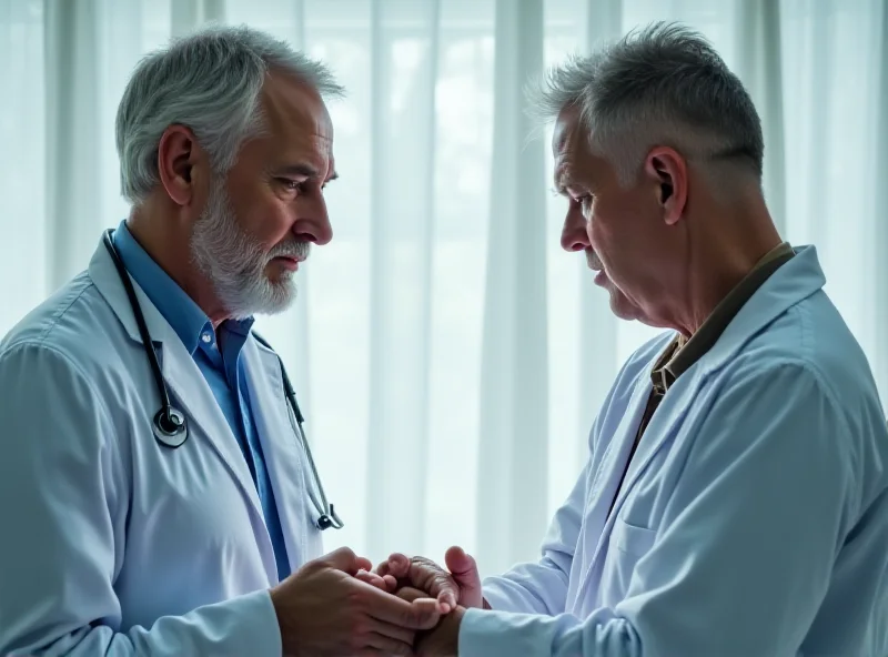 A doctor consoling a patient.