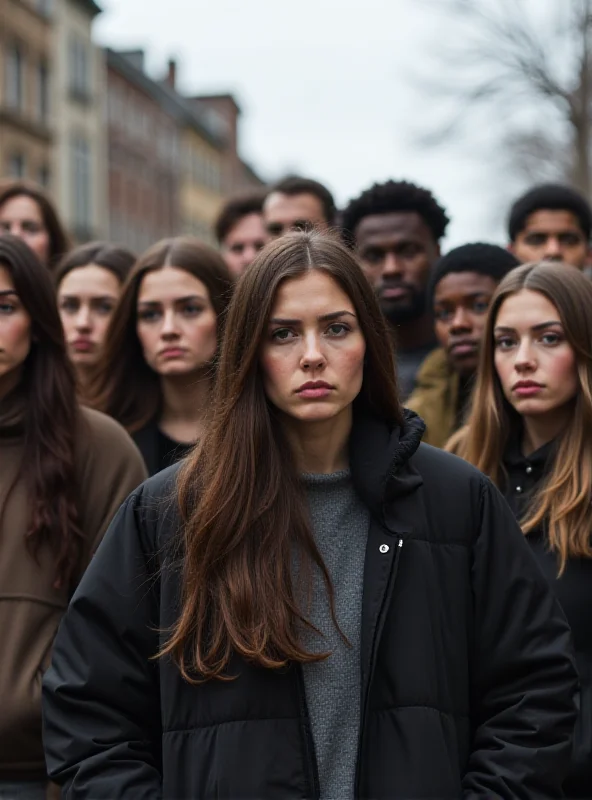 A group of diverse young people looking worried.